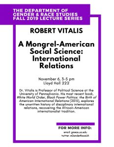 Robert Vitalis Lecture Flyer