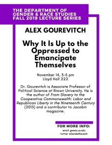 Alex Gourevitch Lecture Flyer